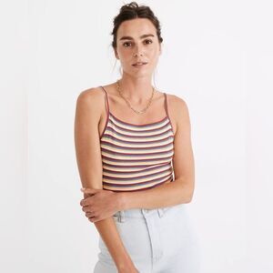 NWT Madewell Ribbed spaghetti Strap Thong Body Suit in Rainbow Stripe
